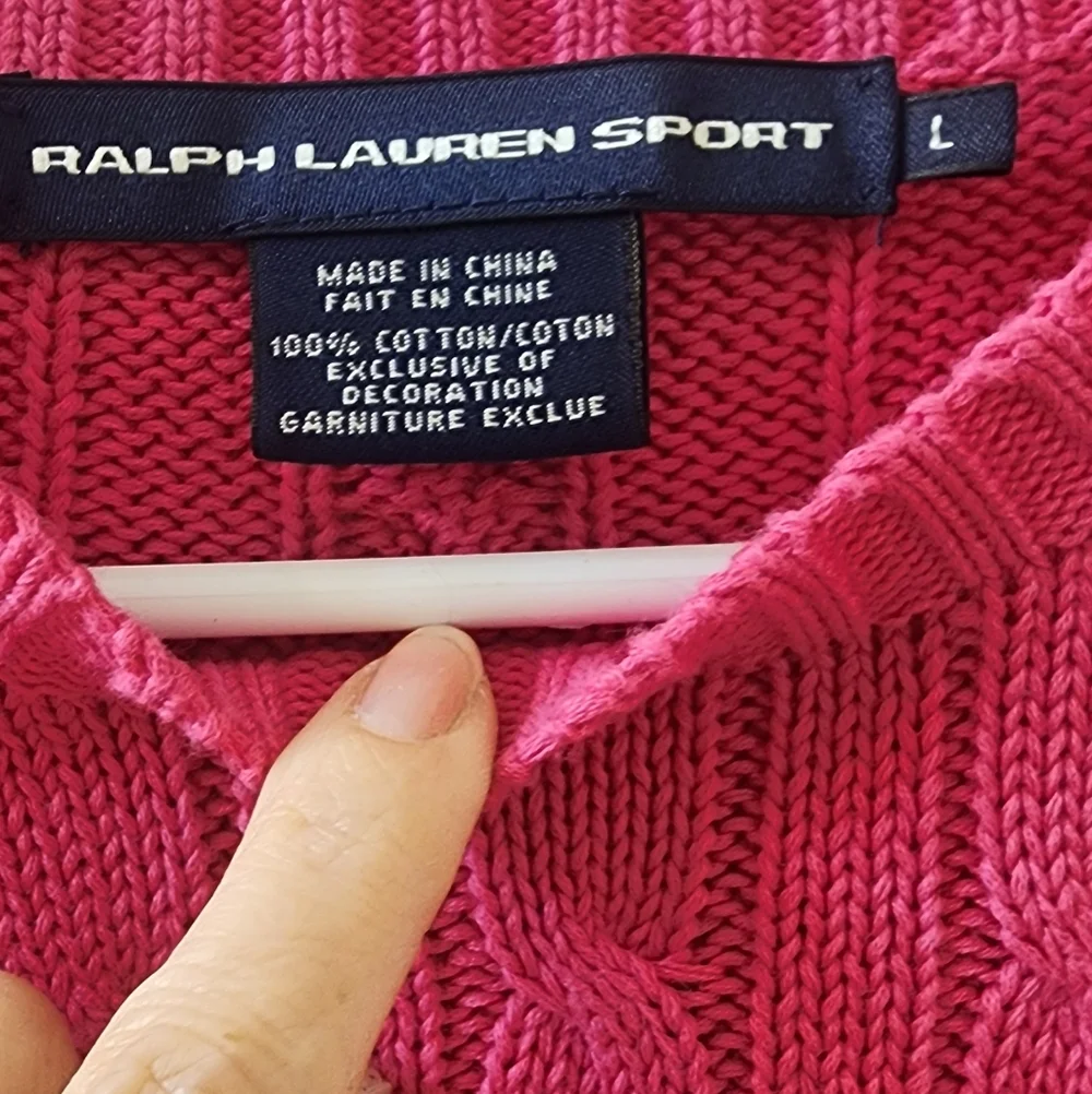 Ralph Lauren Sport Women's Pink Cable Knit Sweater, Size Large, Cotton.